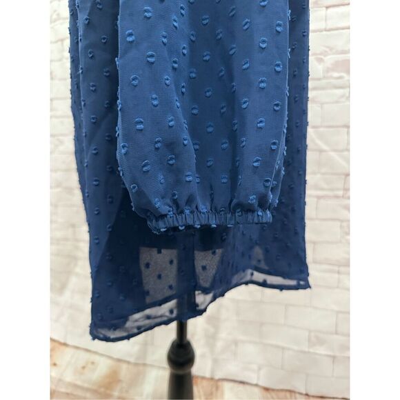 Gibson look 3/4 sleeve navy blue ruffle blouse size medium - Picture 7 of 10